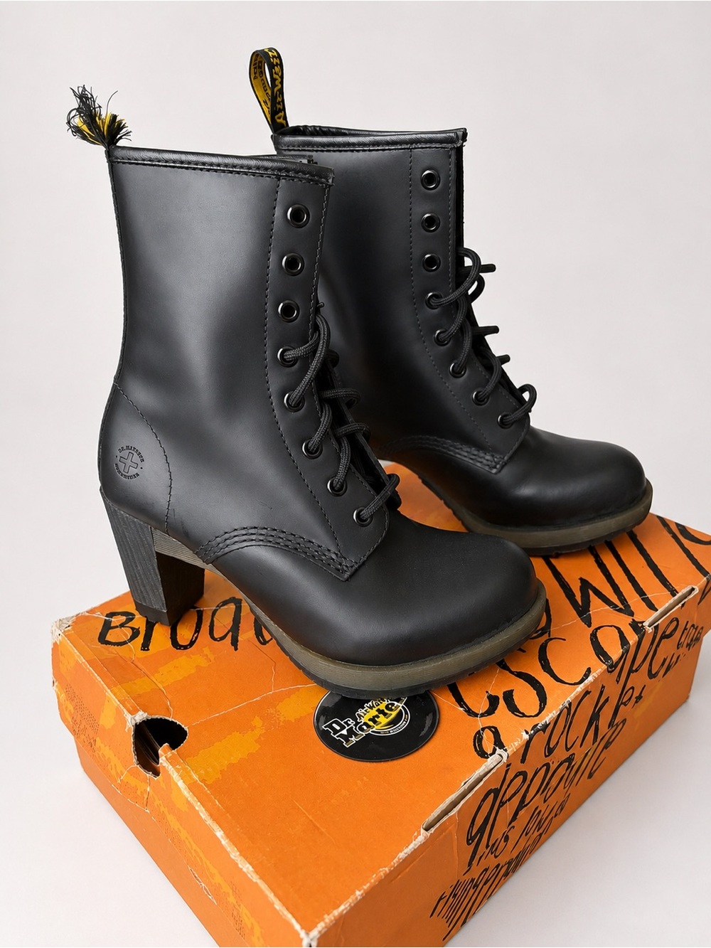Dr. Martens Black Lace-Up Heeled Ankle Boots